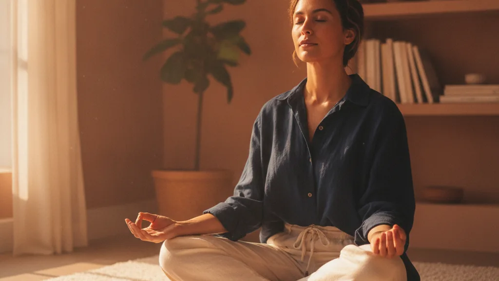 Imagem editorial sobre bem-estar: respiracao mindfulness